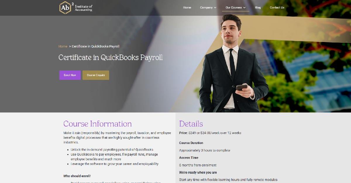 Certificate in QuickBooks Payroll Ab² Institute of Accounting